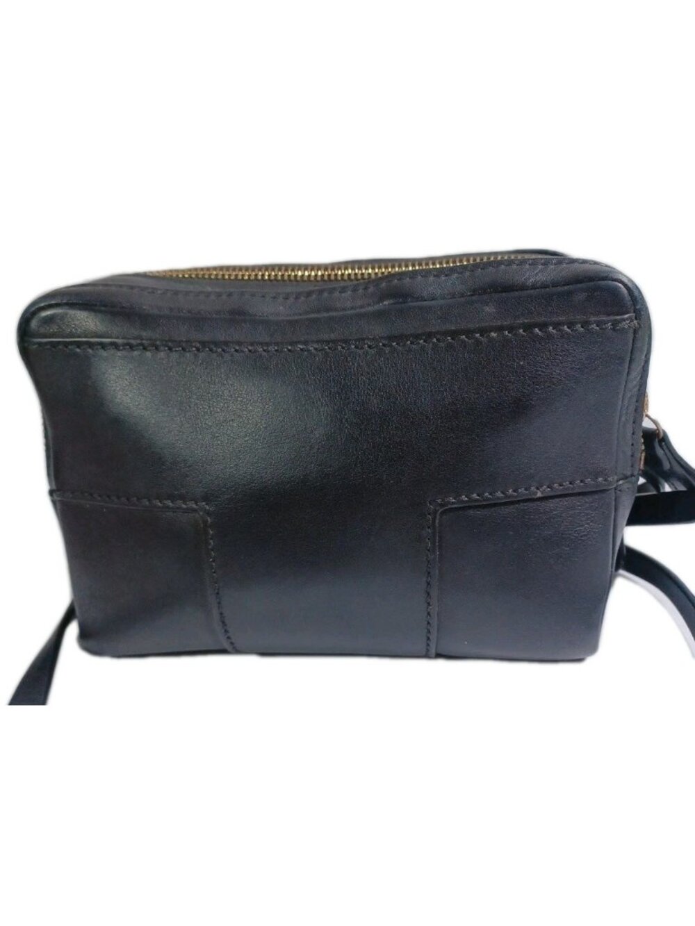 Tory Burch Block T Double Zip Black Pebbled Leather Crossbody Bag Handbag - Picture 6 of 9
